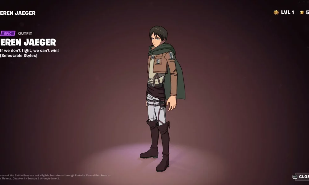 aticle cover photo for eren jaeger in fortnite